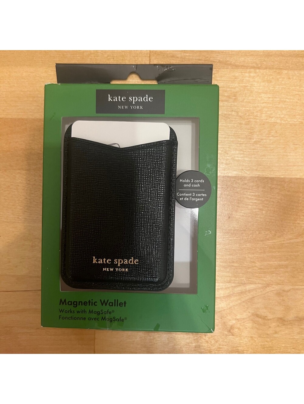 Kate Spade New York Black Magnetic Wallet with MagSafe - Holds 3 Cards and Cash